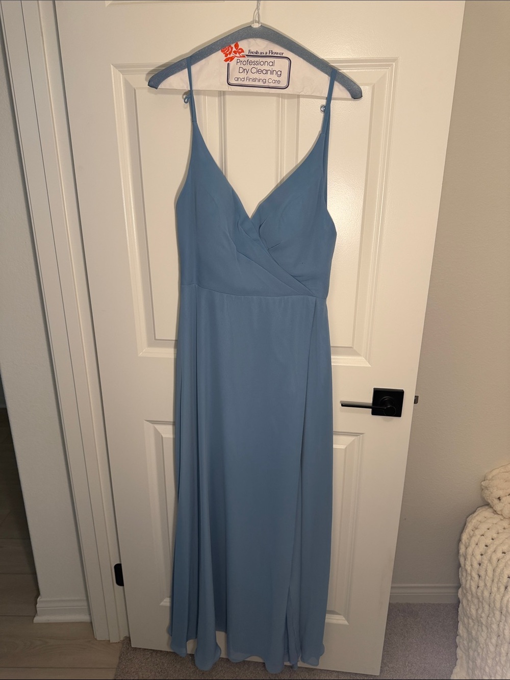 Azazie Dusty Blue V-Neck Sleeveless Maxi Dress